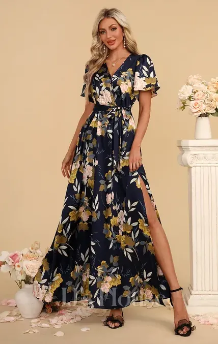 Anastacia A Line Satin Dress